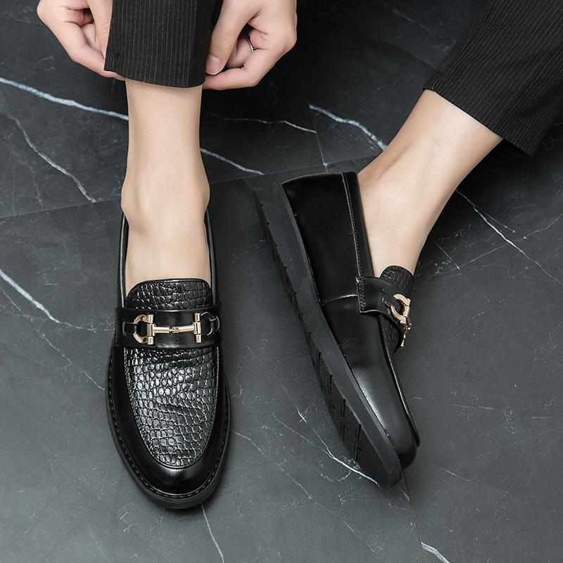 Новые мужские черные мокасины с узором личи — фото 3