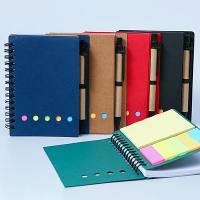 Snap-On Combination Note Pad Set with Ballpoint Pen Graduation Inspirational Kraft Spiral Notebook with Sticky Index Tags