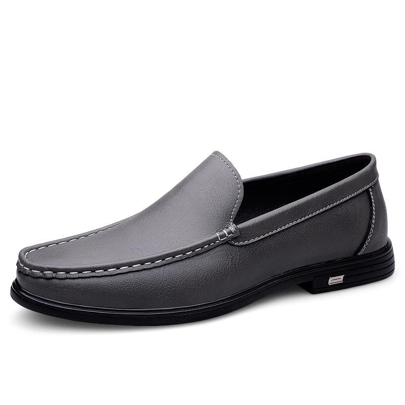 Men s Plus Size 46 Cowhide Loafers - White British Casual Leather Slip-on and Driving Shoes 39 серый