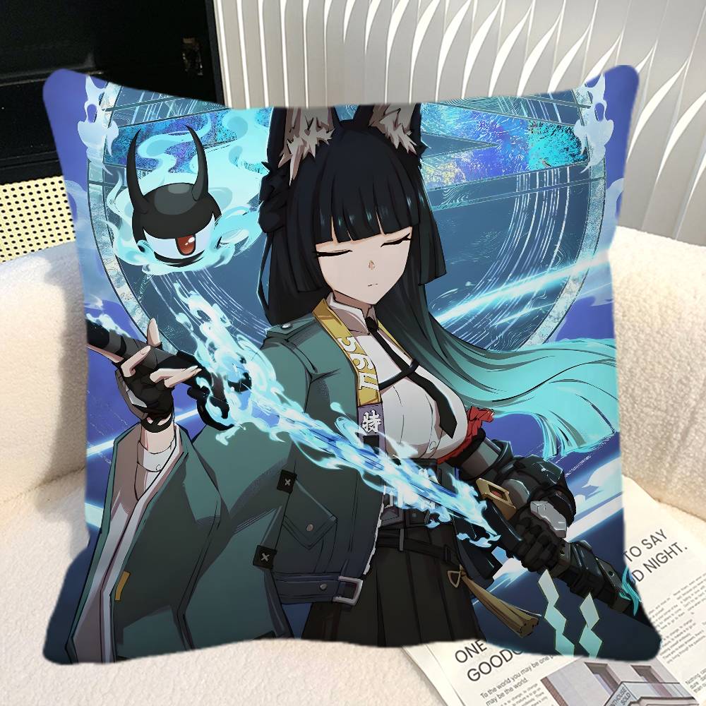 Game Zenless Zone Zero Hoshimi Miyabi Pillow Case Square Pillow Bedroom Sofa Leisure Comfort Cushion Car Home Decoration