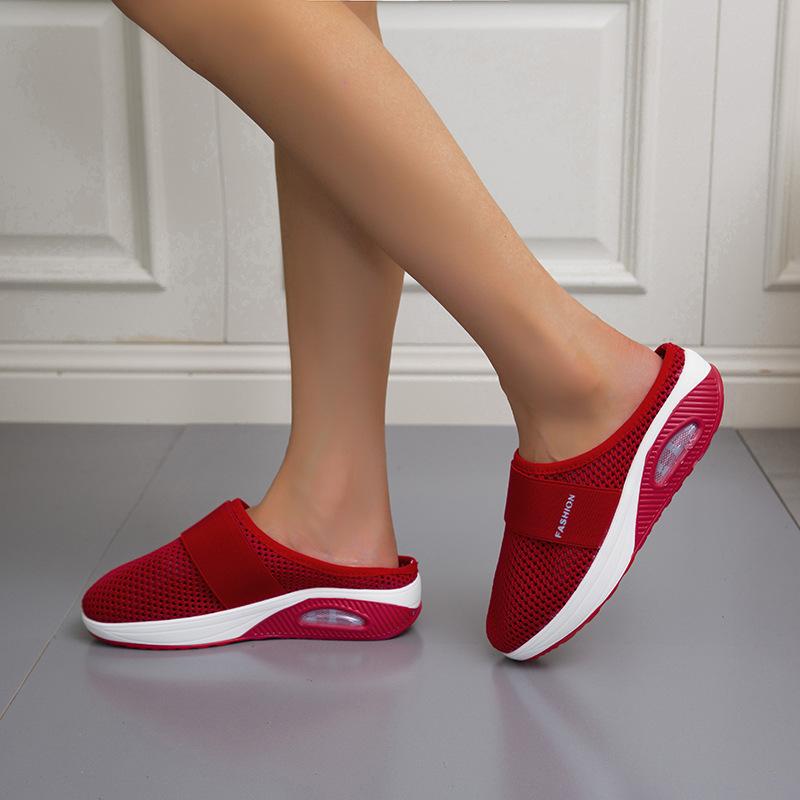 Scarpe con tacco a zeppa, Pantofole casual chiuse a punta larga, Scarpe a punta tonda, Nuove scarpe da donna