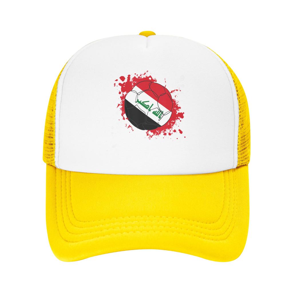 Iraq Flag Iraqi Soccer Football Mesh Baseball Caps Unisex Fashion Trucker Hat Hat Adjustable Summer Trucker Hat