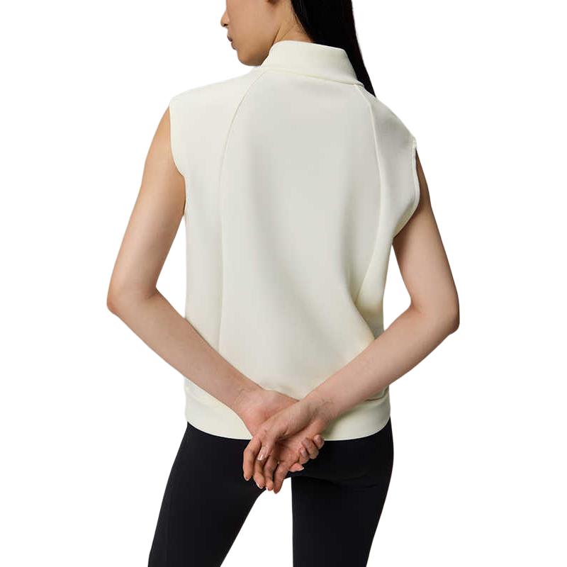 Saucony Solid Color Comfortable Casual Sports Stand Collar Sleeveless Vest Women vest Natural-White SC1249027A-WT16