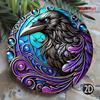 Vibrant Blue Raven Metal Wall Art Aluminum Sign Decoration