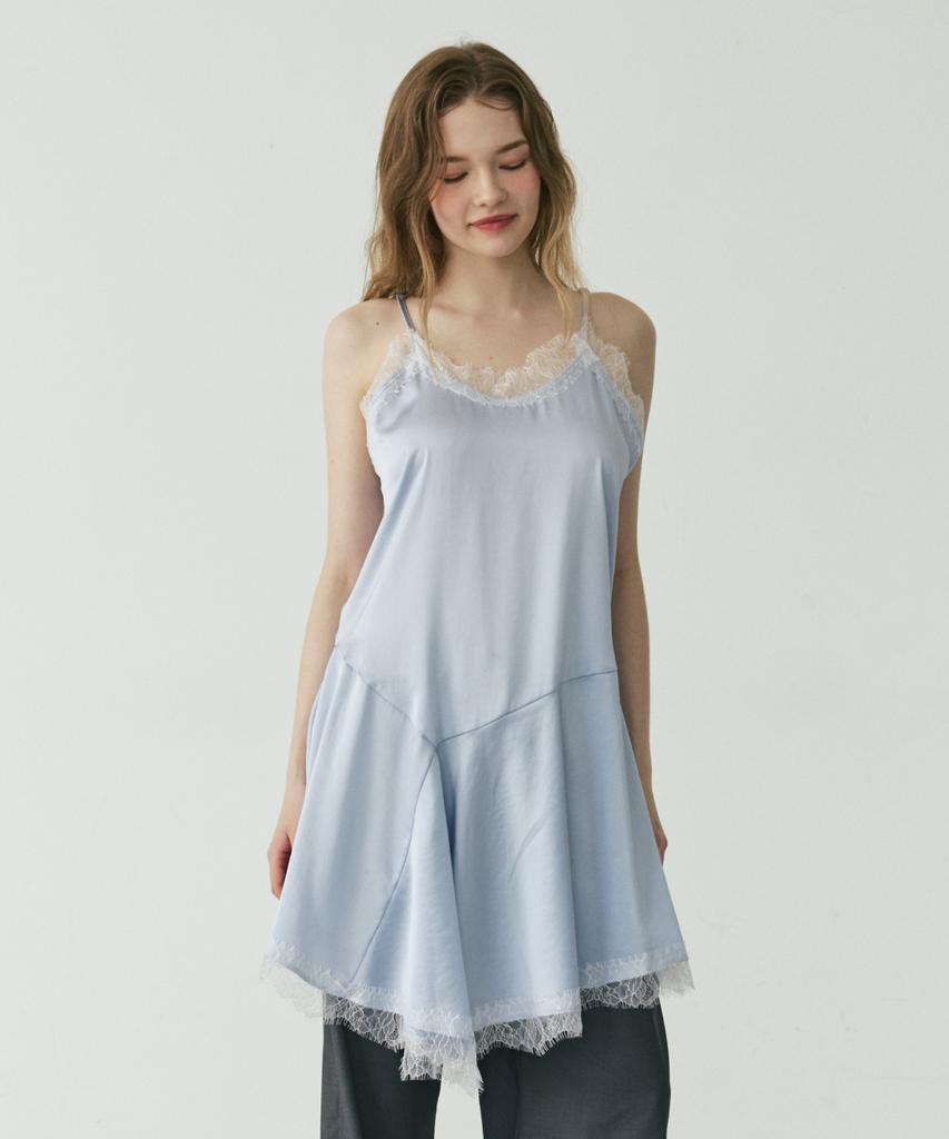 Linte Satin Lace Dress Blue