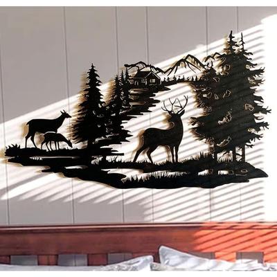 Kabin Dekoru Metal Geyik Duvar Sanatı Rustik Duvar Dekoru Asılı Banyo Oturma Odası Yatak Odası İç Mekan Dış Mekan 40x28CM