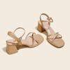 Summer Backless Chunky Heel Sandals for Women – Cross and Single Strap Open Toe with Soft Thick Sole.