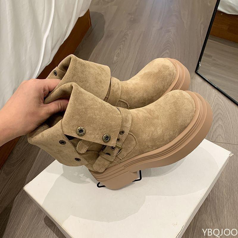 Women's new spring autumn single boots retro midsole thick sole simple comfortable versatile short boots for daily casual wear