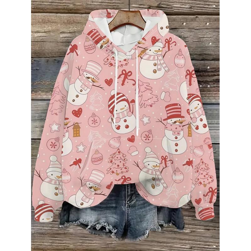 Womens Oversized Hooded Sweatshirt With Cartoon Animal Print Casual Streetwear Top Fall 2025