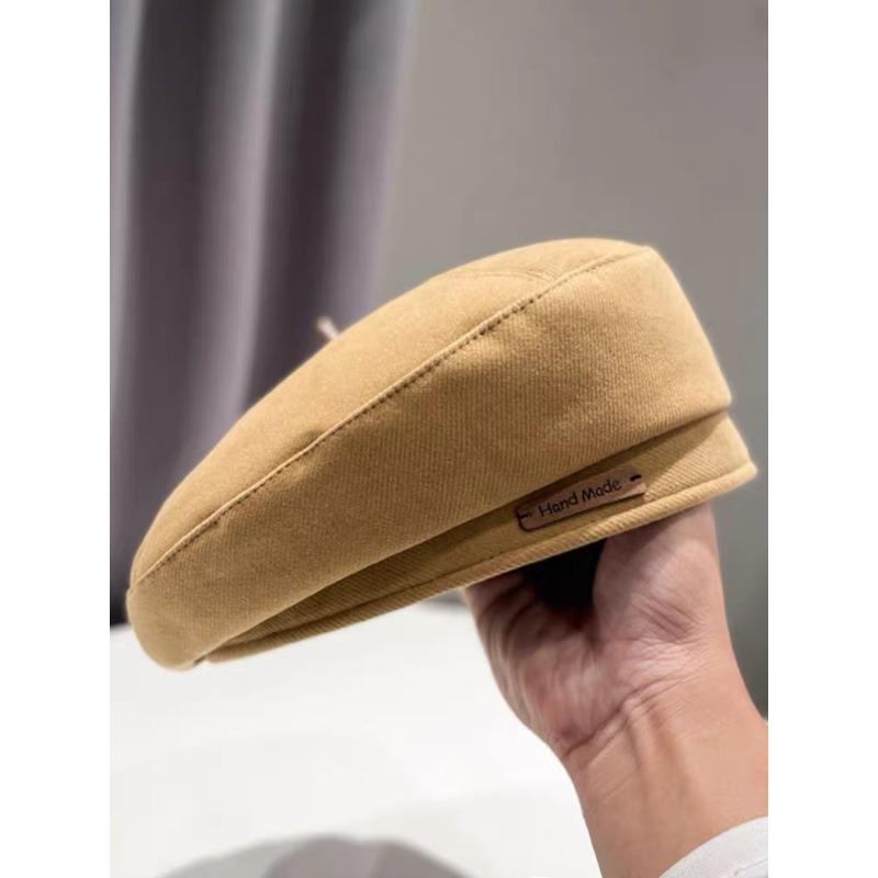 Autumn and Winter Woolen Trendy Brand Letter Beret Fashion Painter Hat Women's Retro Brown Face Showing Little British Style Hat