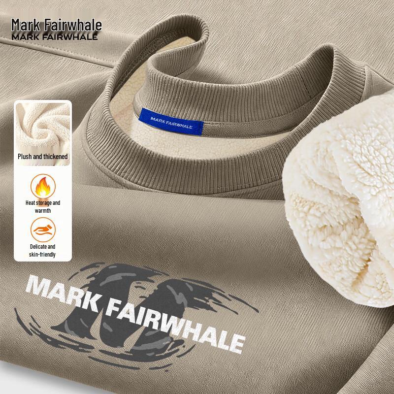 Mark Fairwhale Men's Heavyweight Fleece-Lined Crew Neck Sweatshirt with Logo Print