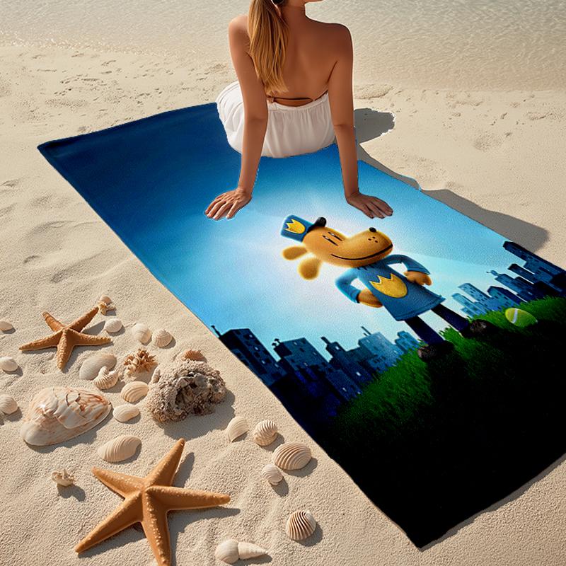 Dog Man Fashion Beach Towel: Ideal for Summer Adventures Soft, absorbent and quick drying suitable for swimming and bathing