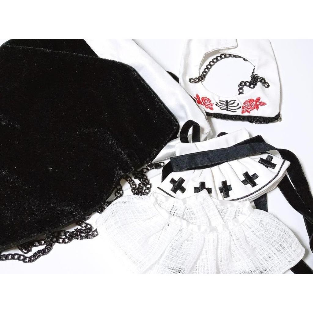 Used 20cm Plush Clothes Sister Nun Skirt Hat Pannier White
