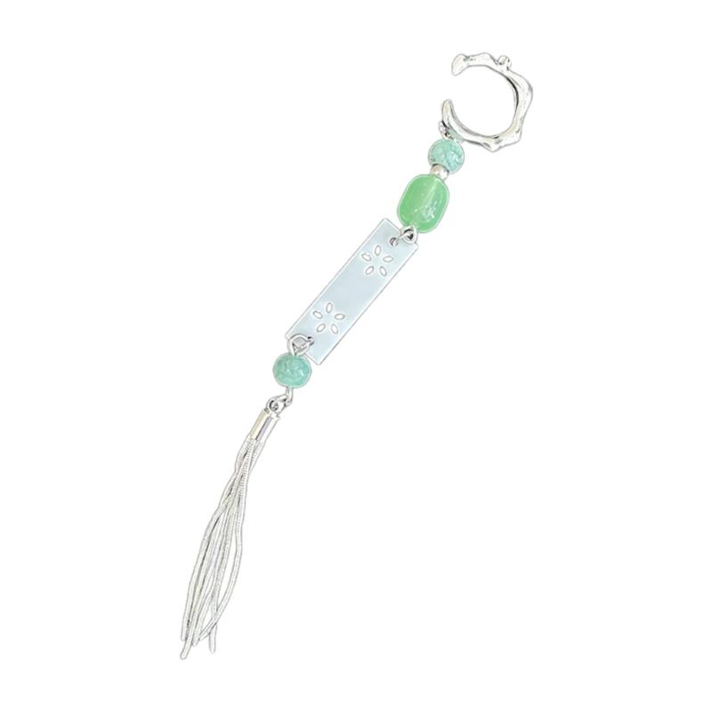 Клипсы на уши в китайском стиле, клипсы-серьги для непроколотых ушей, длинные кисточки, висячие, в национальном стиле, клипсы для ушей для женщин 1