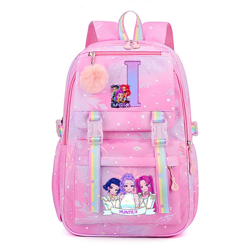 Anime Cartoon Letter Print Small Fresh Rainbow Backpack Korean Version Trend Student Large Capacity Schoolbag