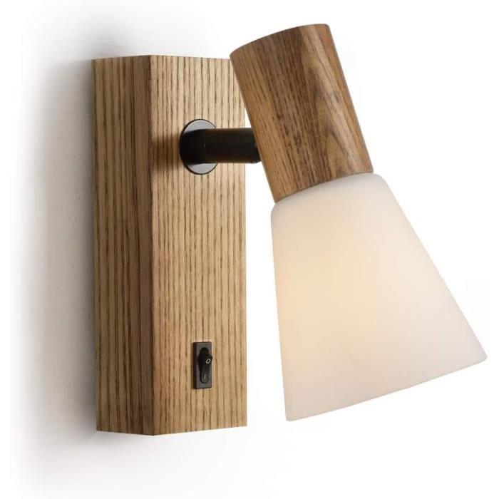 Wall lamp - ouglres - solid wood - thick glass - industrial design - integrated switch