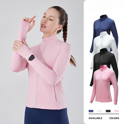 Abrigo deportivo de primavera para mujer, nuevo, con cremallera, de manga larga, de secado rápido, para correr, fitness, yoga