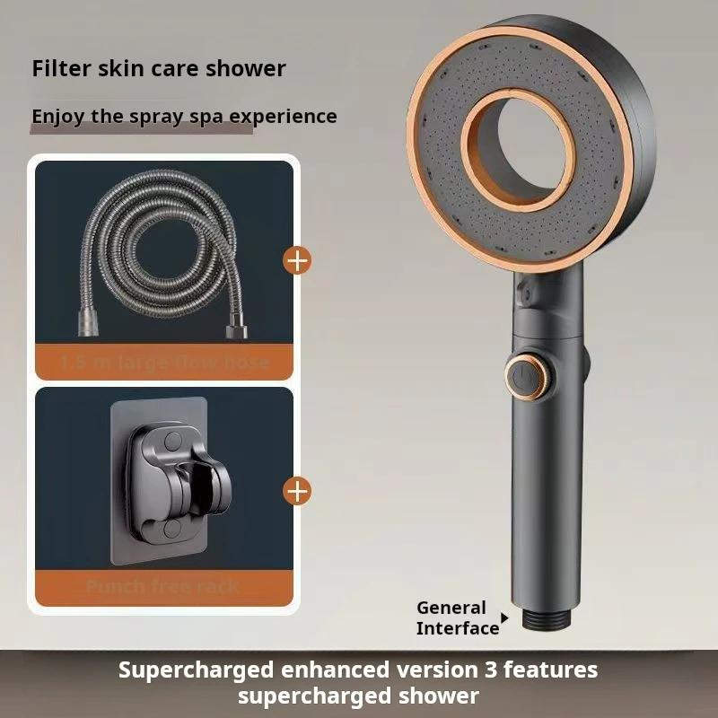 

High-Pressure Shower Head - 3 Spray Settings, Water Saving, Quick Pause Button, ABS Material for Luxury Shower Experience серый