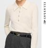 ELLASSAY Women's Merino Wool Blend Lapel Pullover Sweater