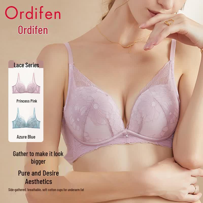 Audiffren Women s Lace Mesh Wireless Deep V Bra M