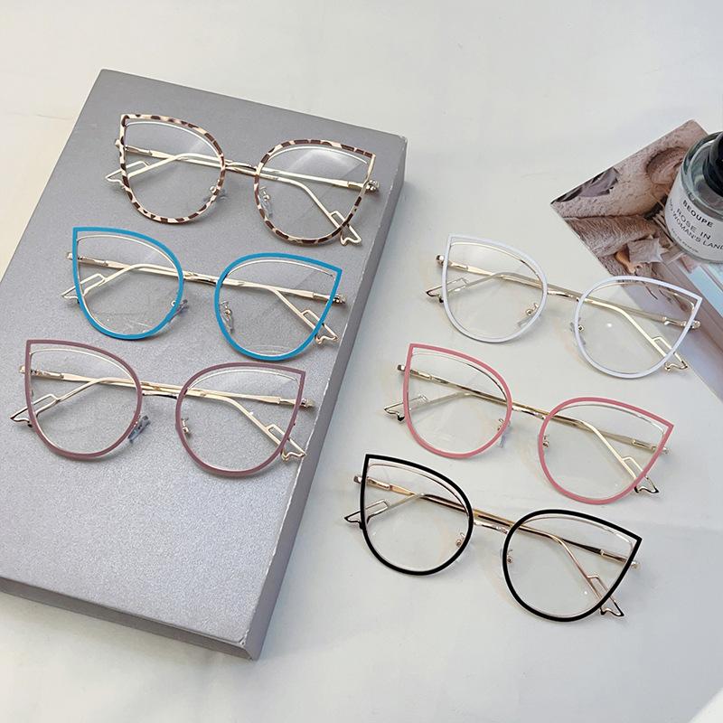 Trend Cat Eye Glasses Woman European American Stylish Eyeglasses Frame Women'S Anti Blue Light Glasses Computer Eyeglass