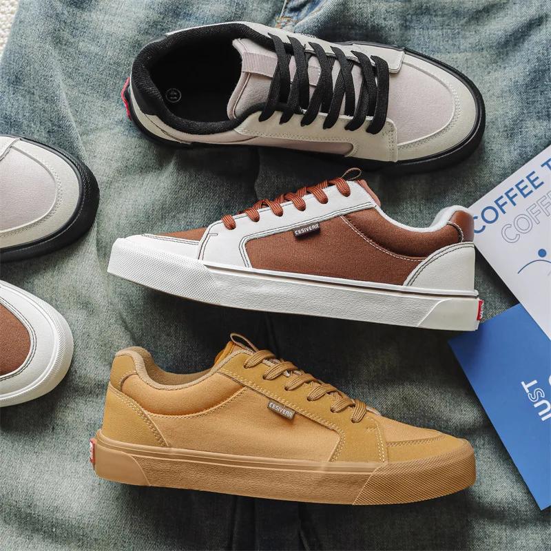 Men's Sneakers Comfortable Anti Slip Canvas Shoes New Korean Sports Shoes Fashion Lace Up Skateboarding Shoes