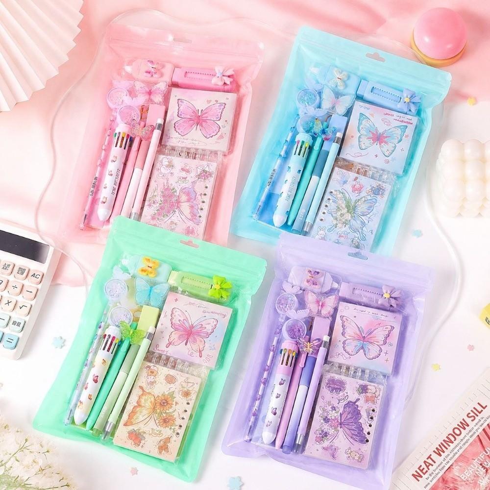 12-in-1 Complete Stationery Set Dreamy Butterfly Ballpoint Pen Portable Correction Tape  Students