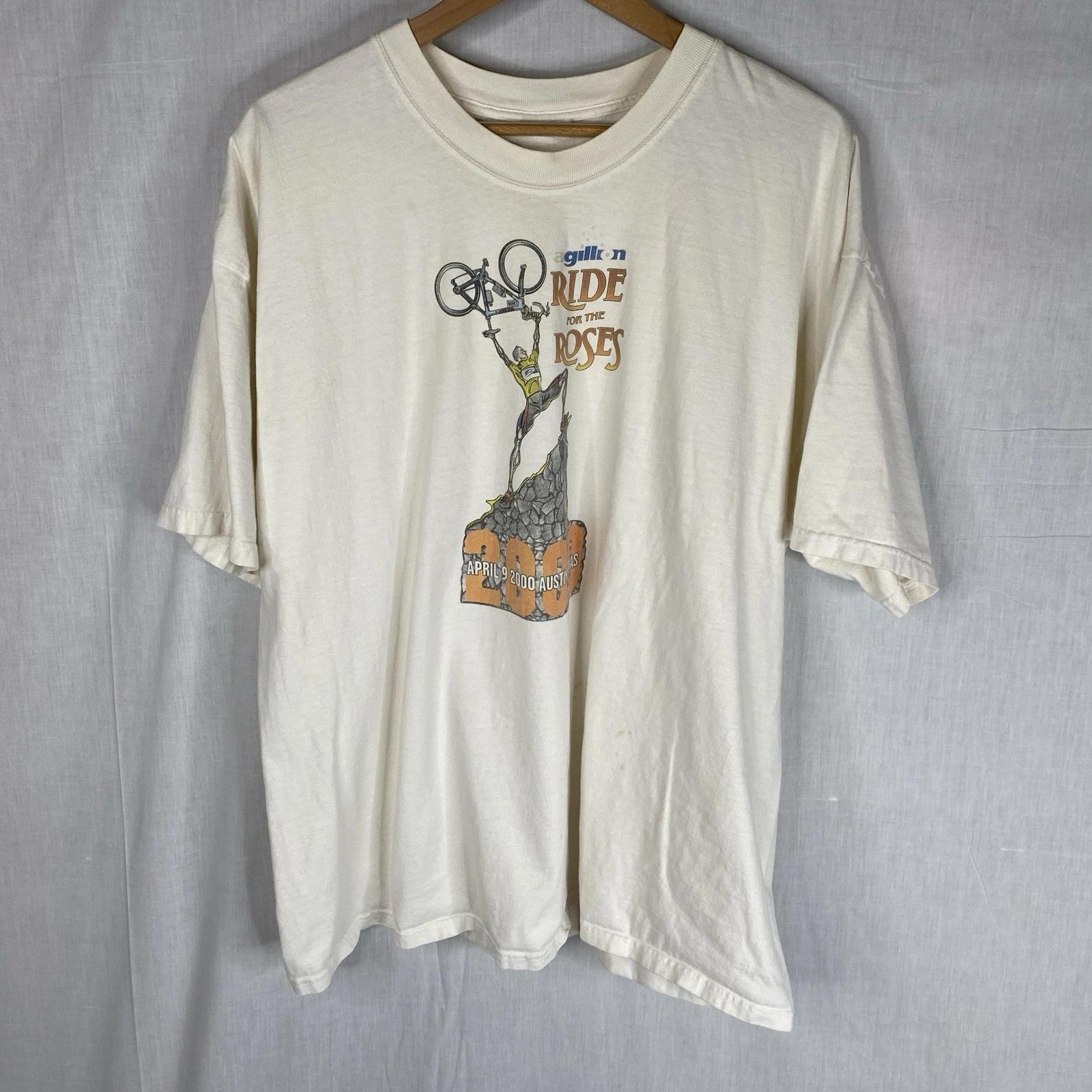 

Vintage 2000 Lance Armstrong T-Shirt Foundation Ride For The Roses size 2XL y2k S
