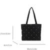 Casual Large Capacity Quilted Tote Bag Solid Color Argyle Pattern Shoulder Bag Bow Embroidery Lightweight Handbag