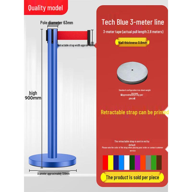 Outdoor Retractable Barrier Stanchion with Warning Tape