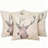 Vintage Deer Head Throw Pillow Cover, Rustic Linen Cushion Cover for Farmhouse & Cabin Home Decor