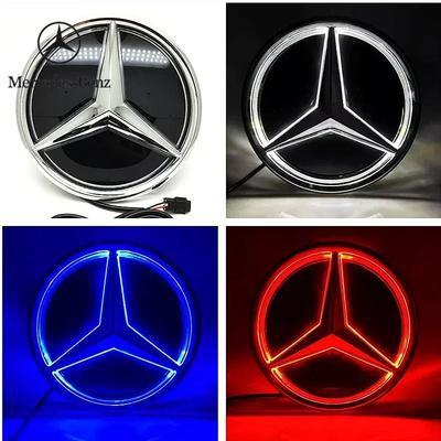 Car Sticker Benz 2026 New For Benz Car Front Grill Logo Light Mirror Face LED Badge Emblem Luminous Decorative Light For Mercede