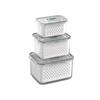 Fruit Storage Containers, Refrigerator Organizers And Storage With Removable Drain Baskets, Lids,