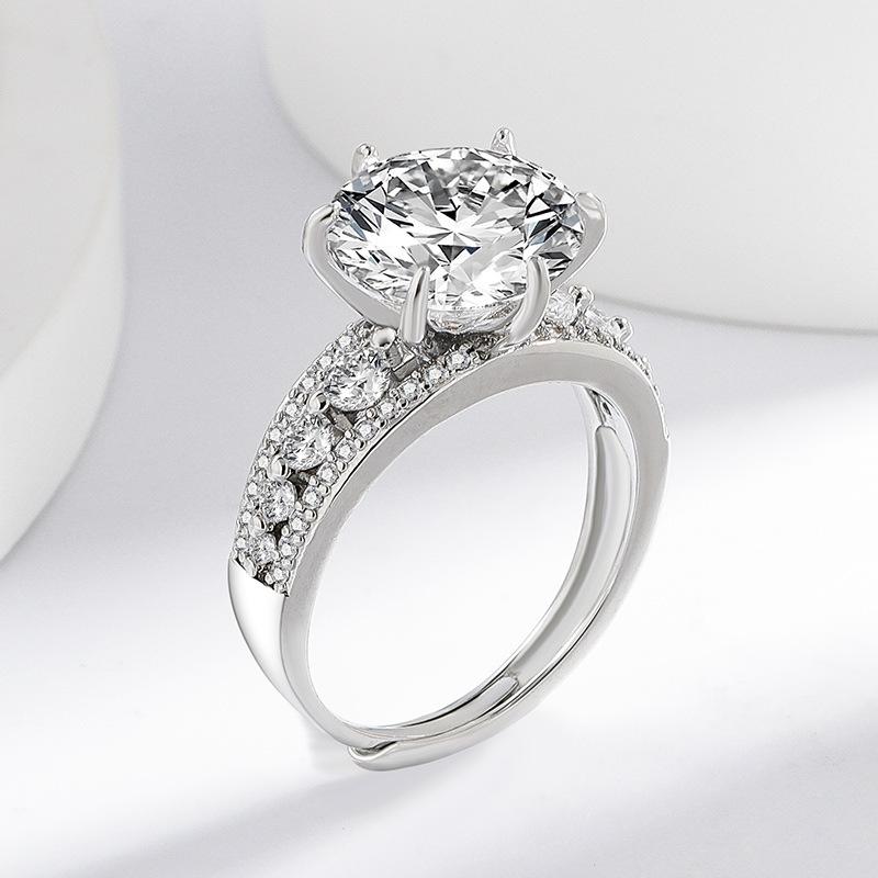 925 Sterling Silver 5 Carat D Color Simulated Moissanite Ring for Women Engagement Proposal Couple Wedding Band Matching Jewelry Gift
