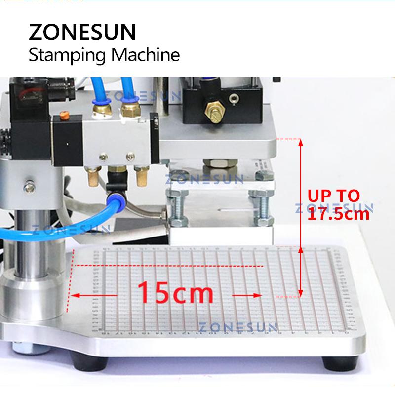 ZONESUN Pneumatische Stanzmaschine Heißpresse Digital Buch Lederbearbeitung Papier Holz Benutzerdefiniertes Logo Prägung Folienzuführer ZS-QS100