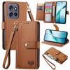 For Motorola Edge 50 Neo 5G/Moto S50 5G/Thinkphone 25 5G Case RFID Blocking Zipper Pocket Leather Wallet Phone Cover