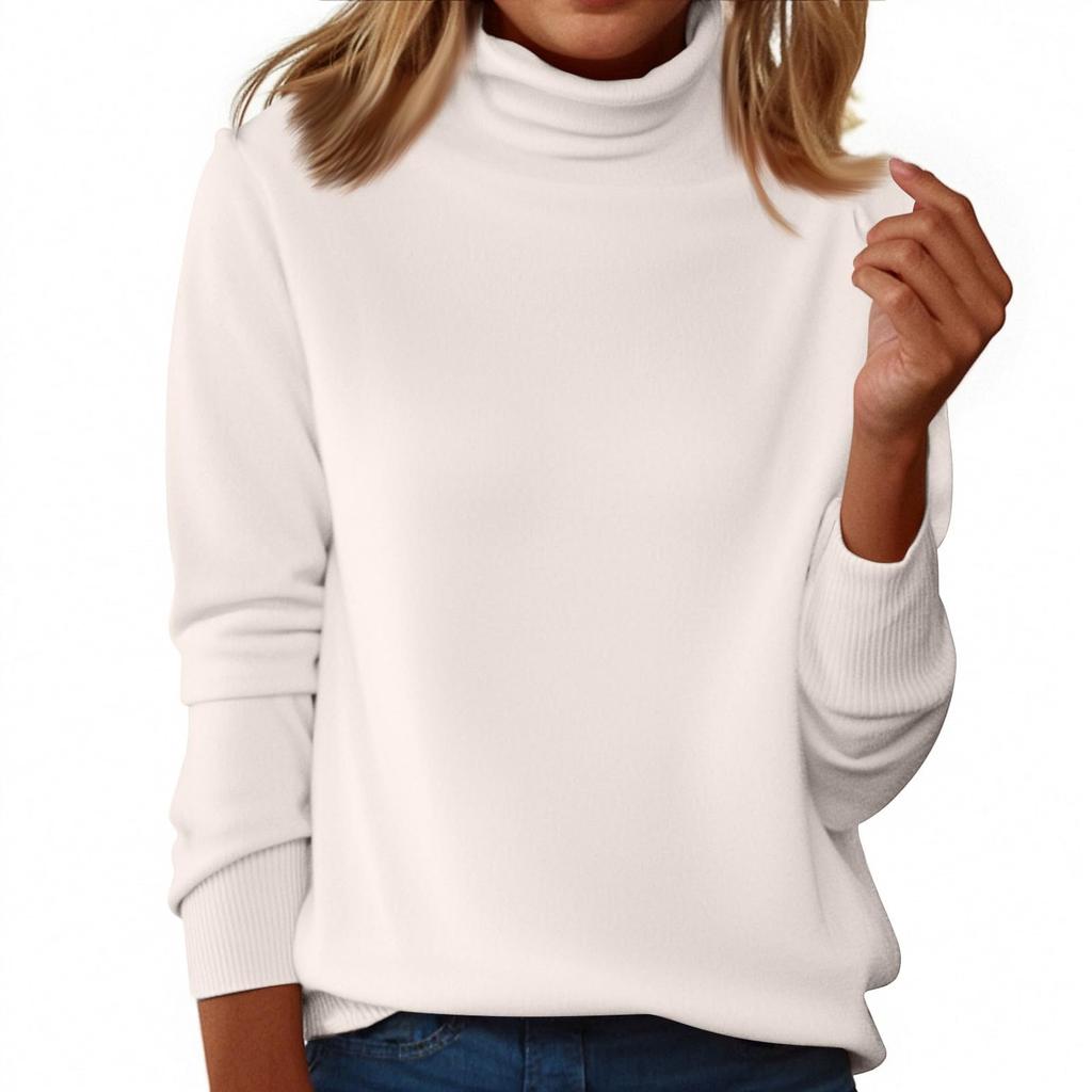 Women's Slim Fit Temperament Wool Long Sleeve Seamless Turtleneck Sweater