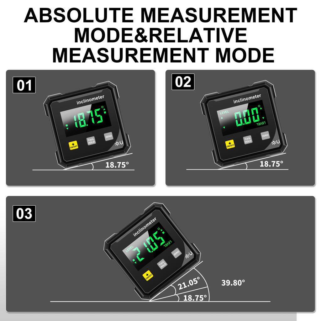 Digital Angle Measurement Tool Level Box Angle Finder Protractor Inclinometer with Green Laser Cross Cursor and Magnets Equipped