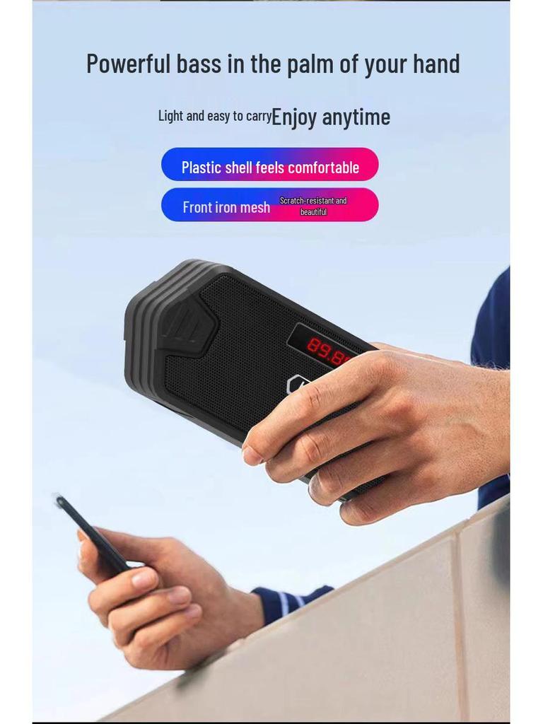 HF-F216 Portable TWS Bluetooth Speaker with Phone Stand and Radio Antenna