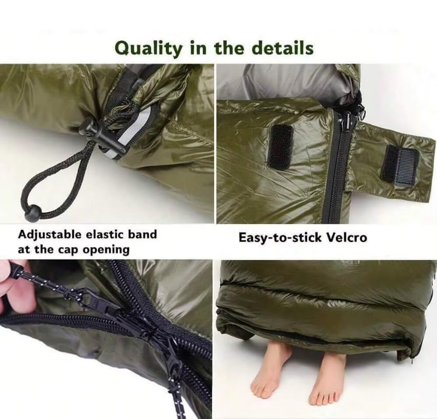 Fengzel Outdoor Sleeping Hands and Feet Feather Minimum Operating Temperature Suitable for Three Disaster Cold Weather Down Sleeping Bag 1000g Down