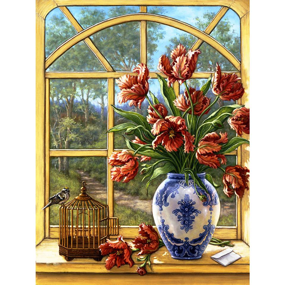 5D DIY Full Round Diamond Painting Flower Diamond Embroidery Landscape Picture Cross Stitch Rhinestone Mosaic Home Decoration