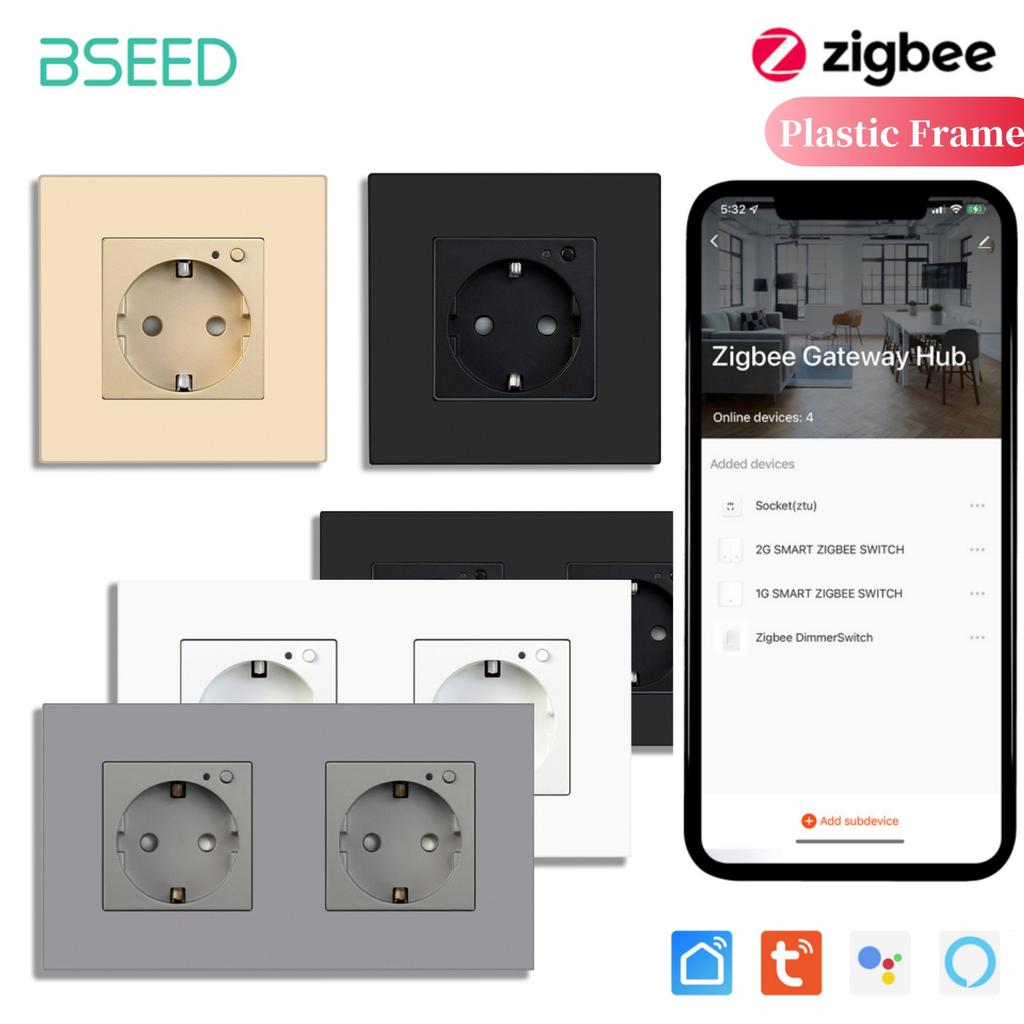 Bseed Zigbee Europe Russia Standard Plastic Wall Smart Power Socket Plug Work With Tuya Gateway Smart Life Alexa App Four Colors