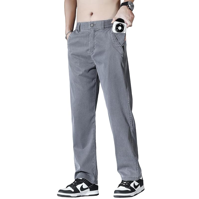 

[Fasshonrida] tencel pants men s slacks cold sensation summer clothes bottoms With smartphone pocket Relaxing semi wide pants cool wide tapered pants