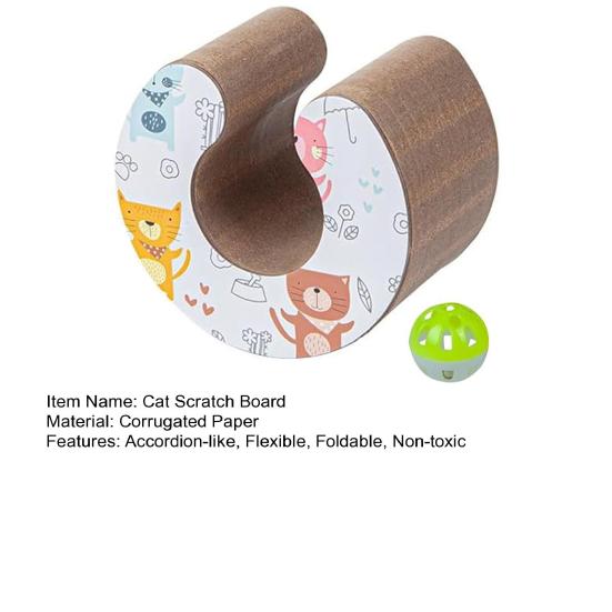 Cats Accordion Toy Foldable Cat Scratch Board with Bell Ball Portable Changeable Cat Scratcher Toy for Indoor Cats Anxiety Relief Exercise