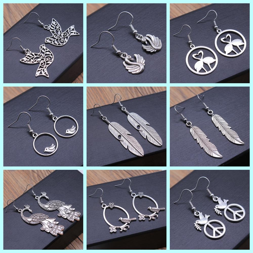 Animal Dangle Earring Vintage Bird Drop Earring Peacock Dove Feather Wing Dangle Drop Earring Fashion Animal Jewelry For Women