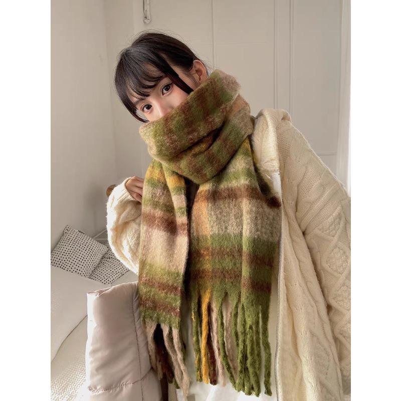 1pc Unisex Winter Warm Scarf Luxury Outdoor Leisure Scarf ThickenWarm Shawl Classic Tassels Fluffy Scarf Solid Color Soft Shawl