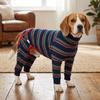 Dark Blue Striped Pet Jumpsuit High Stretch Large Dog Bodysuit Dog Pajamas  Post Recovery