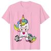 Einhorn Fitnessshirts für Damen Einhorn Gewichtheben T-Shirts Trainer Fitness Workout T-Shirts Sommer Mode T-Shirt für Damen