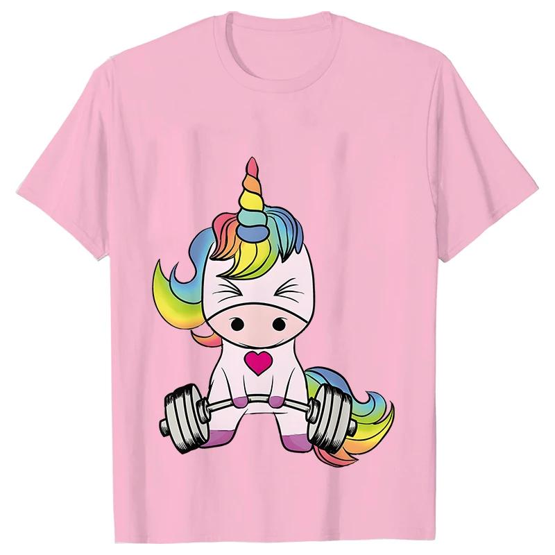 Unicorn Gym Shirts for Women Unicorn Weightlifting T-shirts Trainer Fitness Workout Tshirts Summer Fashion T Shirt for Women