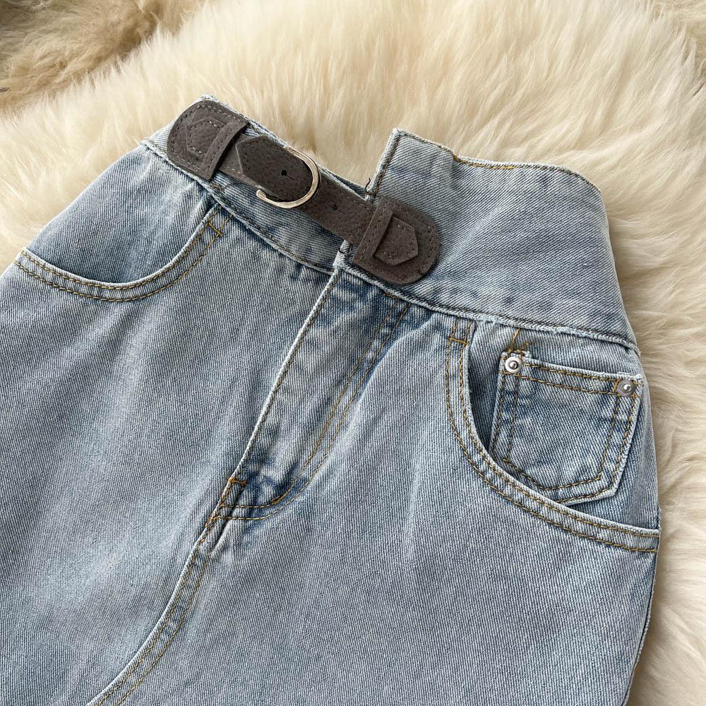 Rudod High Waist Denim Skirt Women's Spring And Summer Design Sense Medium Long Irregular Split A-Shaped Hip Wrap Skirt Trend